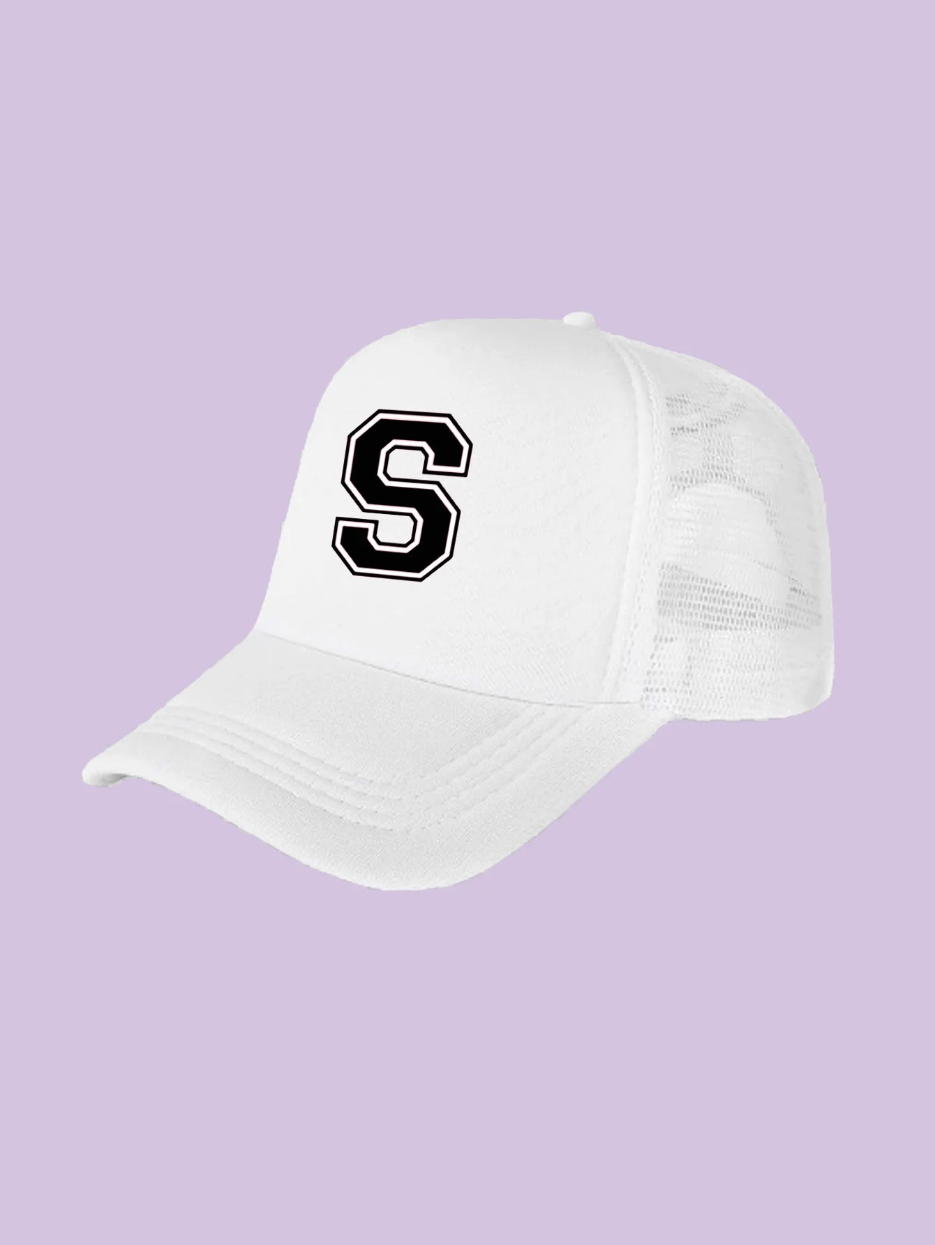 1Pc children's 26 letter printed baseball cap, fashionable sunshade duckbill cap for spring summer, breathable mesh trucker cap Initial cap
