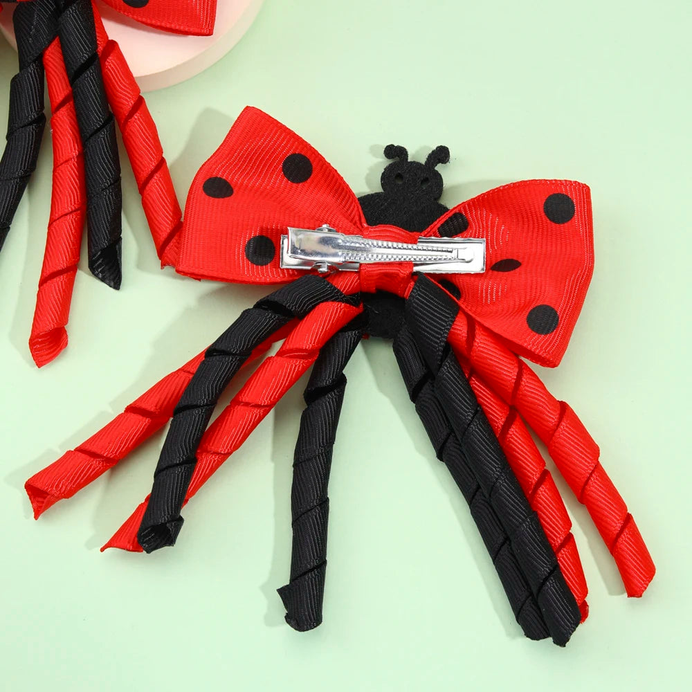 2Pcs Cute Bees Ladybug Hair Clips Insect Ponytail Hairpin Girls Kids Children's Trendy Animal Playful Headwear Hair Accessories