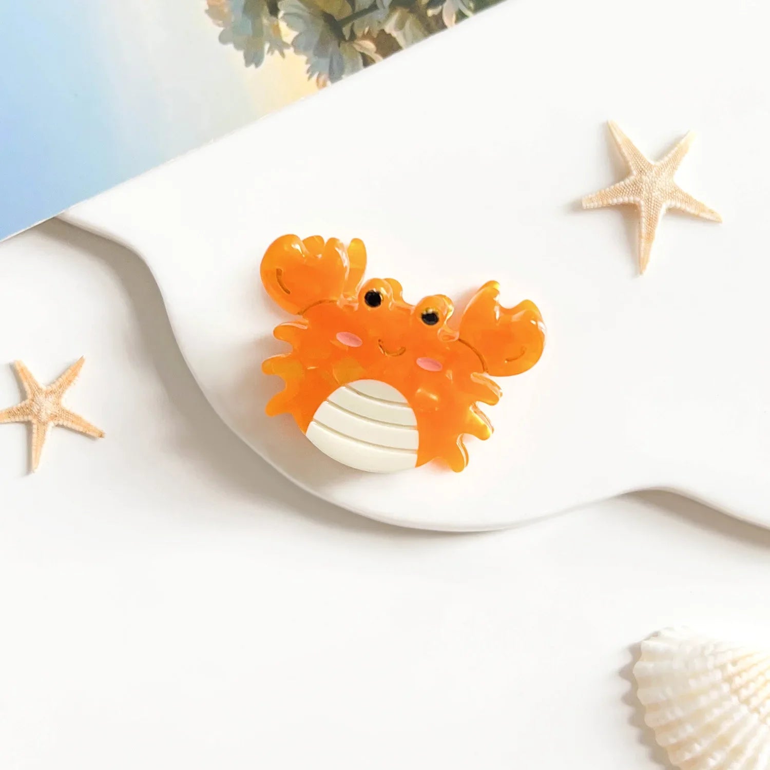 Fashion Cartoon Marine Small Animal Hairpins Cute Small Delicate Acetate Pan Hairpins Horsetail Half-tied Shark Clips Hair Claw octopus whale crab starfish seahorse shell lobster dolphin holidays beach party