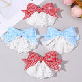 2Pcs New Korean Red Plaid Bow Hair Clips For Girls Cute White Lace Flower Hairpins Sweet Daily Trendy Headwear Hair Accessories