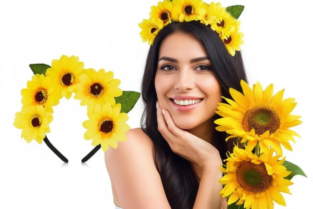 New Cloth Sunflower Headband Bohemian Style Yellow Flower Shape Hair Hoop Adjustable Headband Girls festival party music