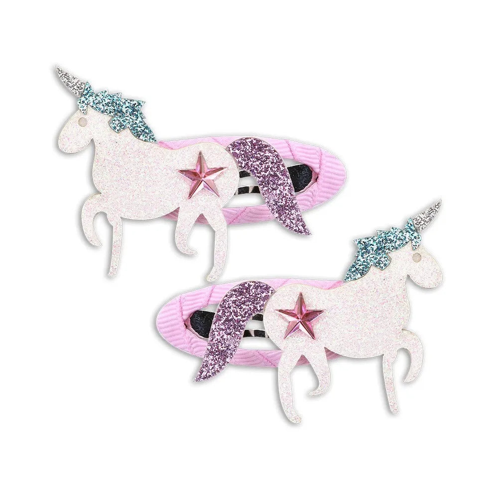 2 Pcs Cute Baby Girl Hair Clip Hairpin Accessory Rose Kids Children Headwear Infant Photo Props Bird Unicorn Fox Swan Star Heart