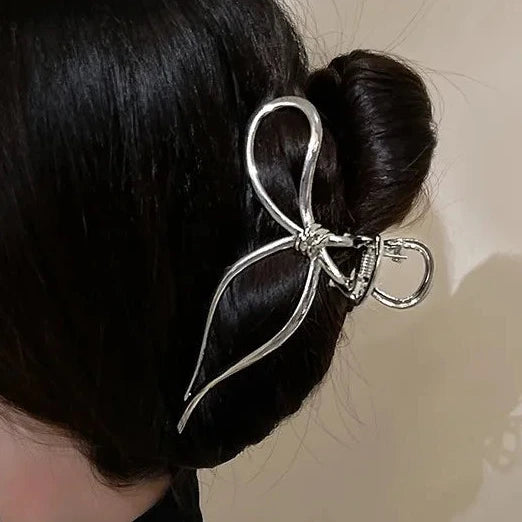Bow Metal Hair Claw Clip  Gold Silver Girls and ladies hair up