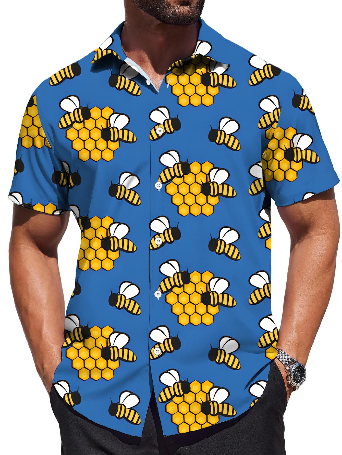 Mens Hawaiian Bee Print shirt