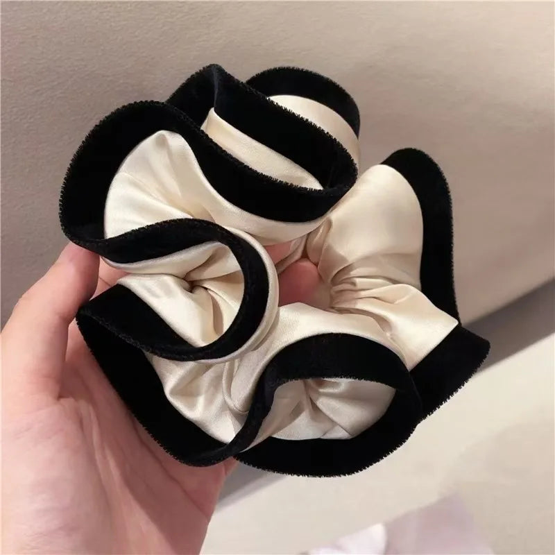 ruffle style velvet-edged satin scrunchie