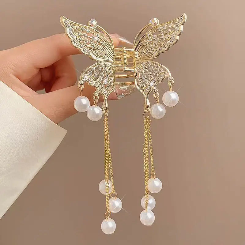 Fashion Shark Crab Clips Girls Hairpin Hair  Women Crystal Simple Hair Clip Butterfly Pearl Tassel Metal Hair Claw Accessories cruise holiday beach party elegant hair special occasion