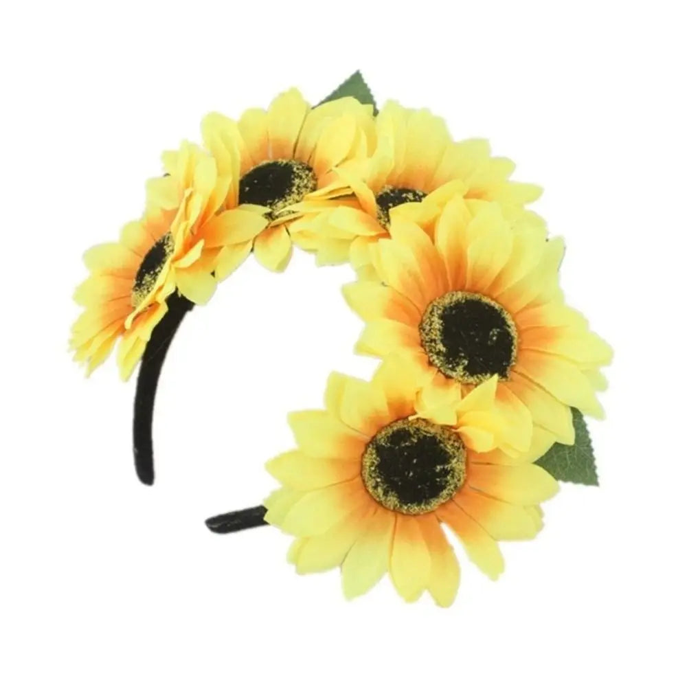 New Cloth Sunflower Headband Bohemian Style Yellow Flower Shape Hair Hoop Adjustable Headband Girls festival party music