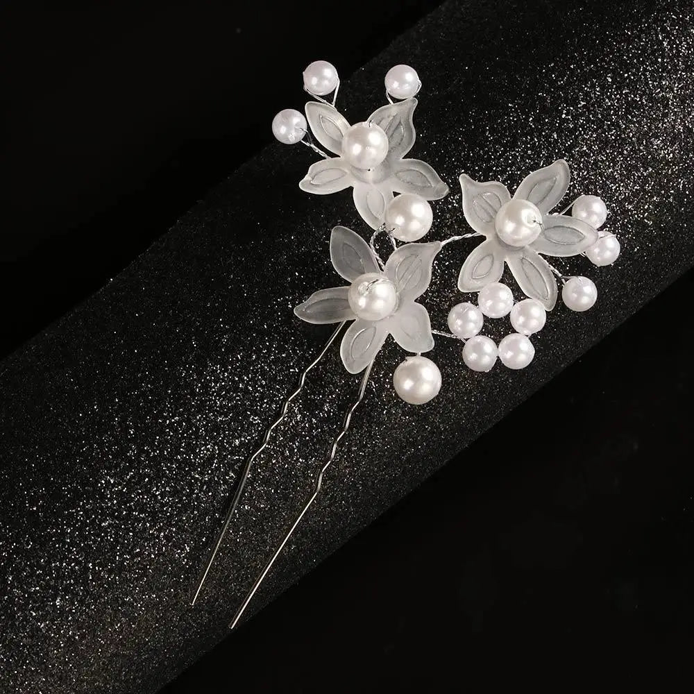 Festival Wedding Accessories Plait Hairpin Hair Jewelry Headdress Bride Hairpin Flower Hairpin Hair Clip pink white red