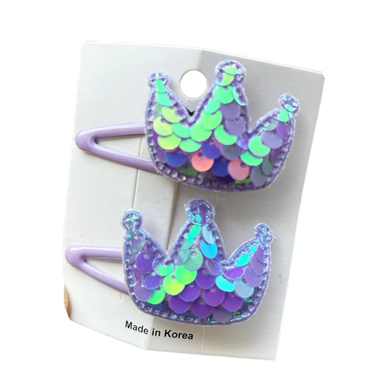 2PCS New Princess Scaly Heart Girls Hairpins Children Lovely Headwear Hairgrip Hair Clips Barrettes Hair Accessories butterfly star party
