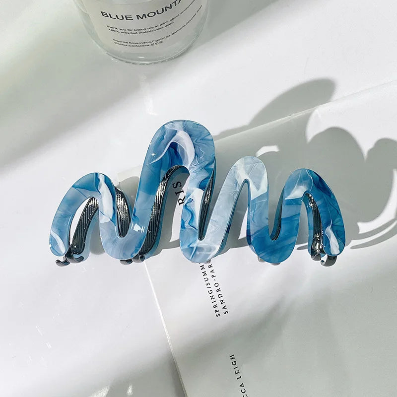 1pc New Acetic Acid claw  Clip High Quality Metal Grip Clip Wave Fashion Hair Grip Women's Premium Sense