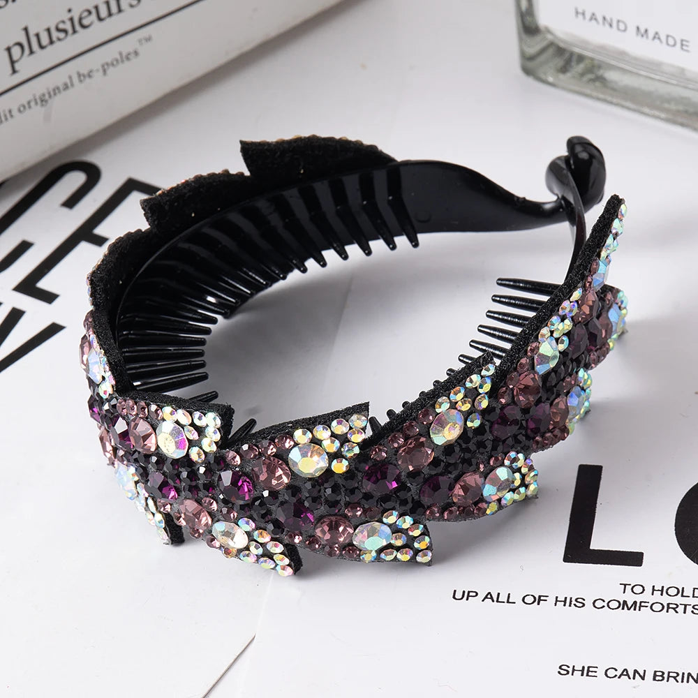 Rhinestone Hair Claw  bun for Women Flower