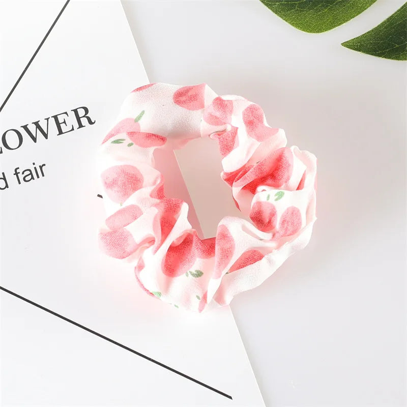 Summer Fruit Pattern Elastic Hair Ties for Women New Trend Scrunchies Ponytail Elastic Hair Bands Hair Accessories