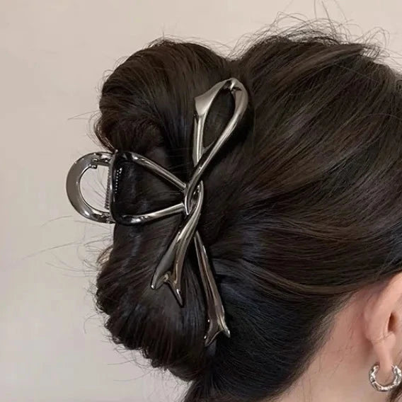 Bow Metal Hair Claw Clip  Gold Silver Girls and ladies hair up