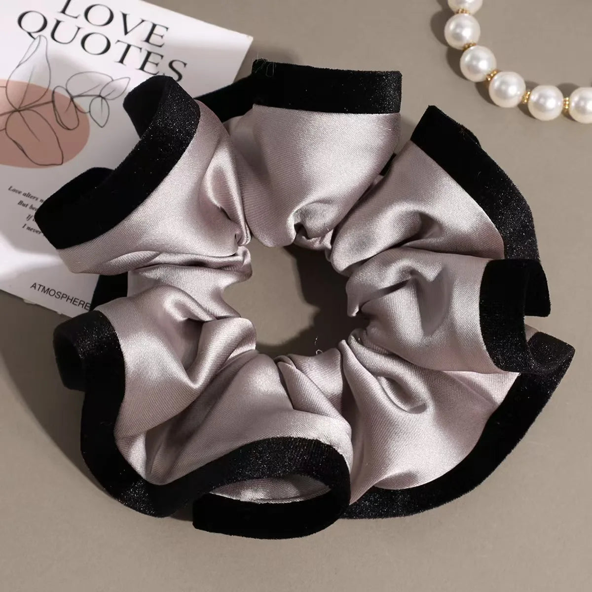 ruffle style velvet-edged satin scrunchie