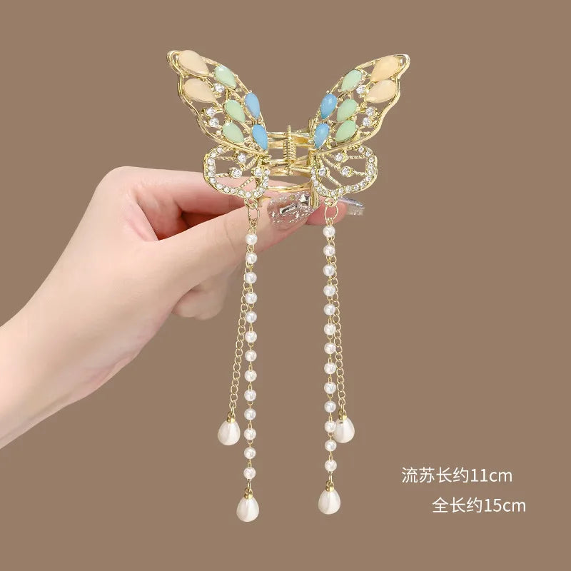 Fashion Shark Crab Clips Girls Hairpin Hair  Women Crystal Simple Hair Clip Butterfly Pearl Tassel Metal Hair Claw Accessories cruise holiday beach party elegant hair special occasion