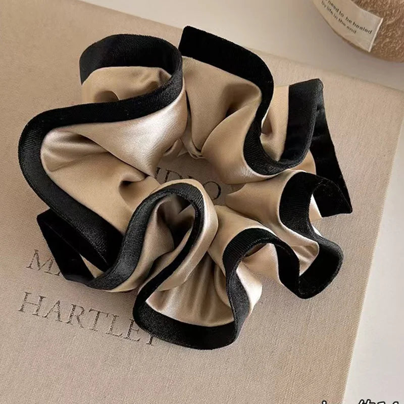 ruffle style velvet-edged satin scrunchie