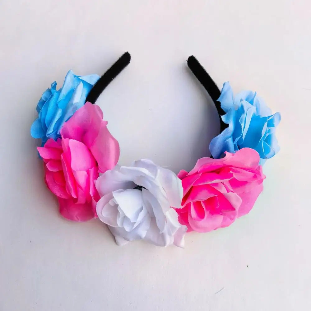 Women Bridal Girl Rose Flowers Head Hoop Crown Headband Wedding Headpiece Hair Band Accessories Artificial Wreaths Garland