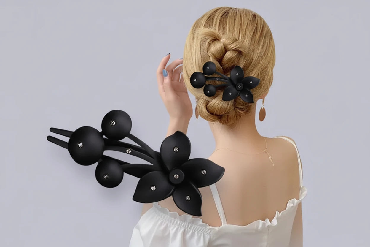 Flower Hair Clips Crab Elegant Ponytail Fashion Matte Rhinestone Cherry Hairpins Hair Claw Clips Hair Clamps Hair Accessories