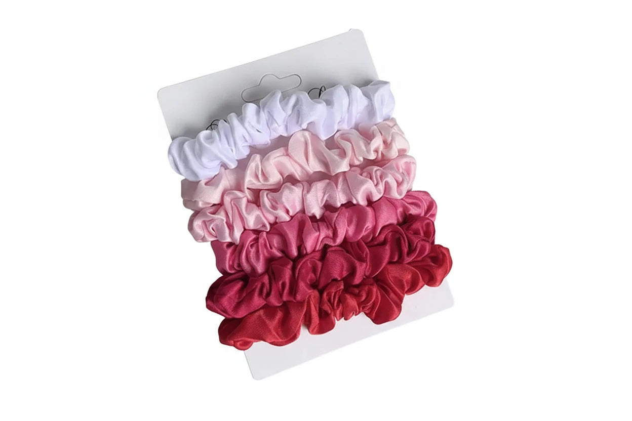 6pcs/lot Pure Silk Small Scrunchie Hair Bow Ties Ropes Bands Simple Satin Headwear Elastic Ponytail Holders For Women Girls bobbles