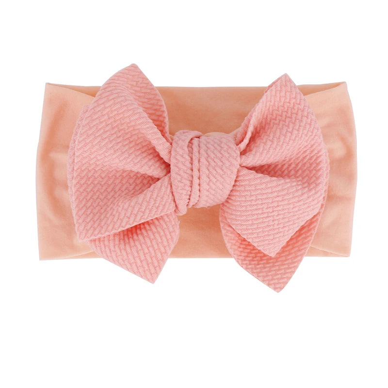 New Baby Accessories Infant Baby Girl Cute Bow Headband Newborn Solid Headwear Headdress Nylon Elastic Hair Band Gifts Props