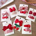 2pcs Red Colour Girl Hair Clip Christmas summer spring Bow Floral Children's Clip Sweet Hair Accessories
