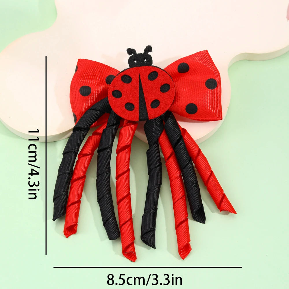 2Pcs Cute Bees Ladybug Hair Clips Insect Ponytail Hairpin Girls Kids Children's Trendy Animal Playful Headwear Hair Accessories