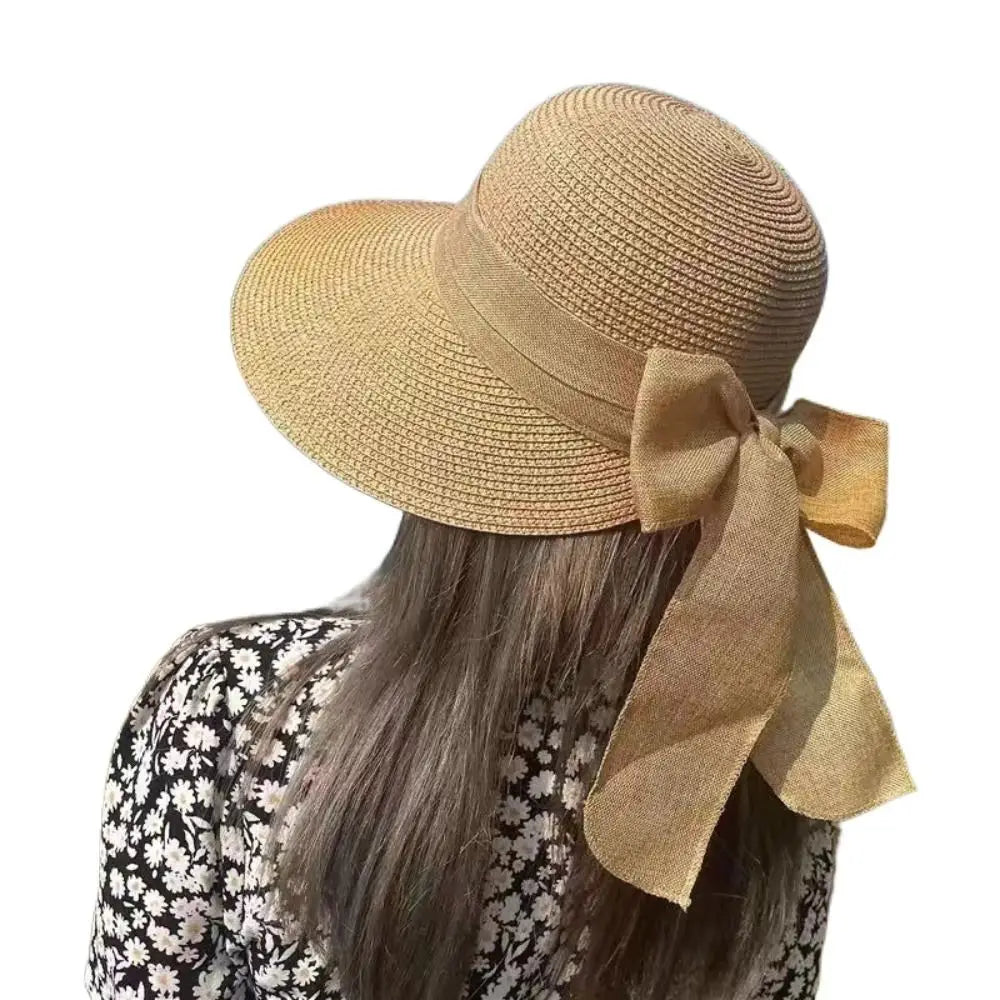 Summer Hats For Women Sun Hat Beach Cap Ladies Bowknot Panama Cap Lady Casual Bucket Hat For Women Straw Hat