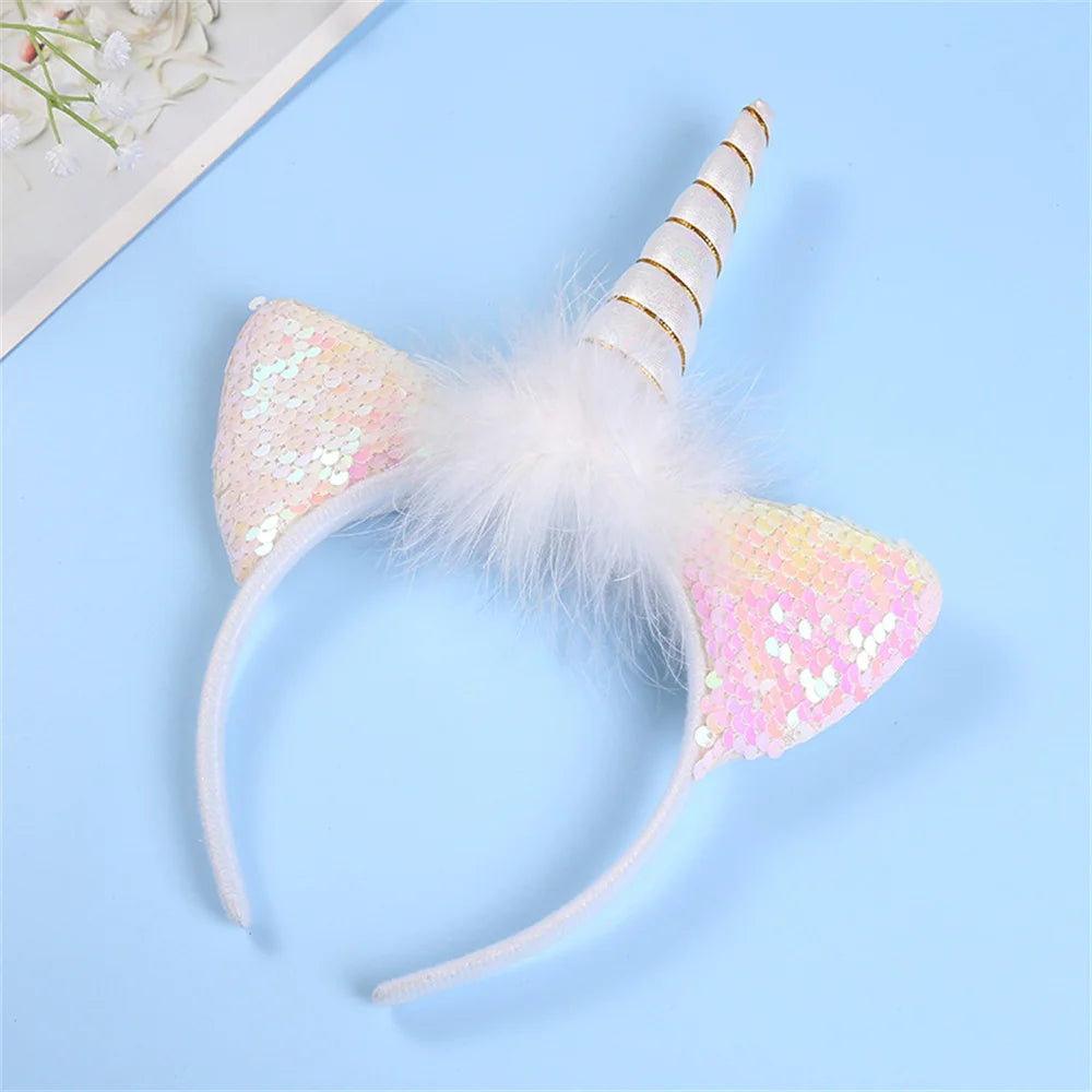 Led Light Unicorn Headband Kids Girl Birthday Cartoon Headwear Hair Accessories Rainbow Unicorn Theme Party Decoration Suppliese