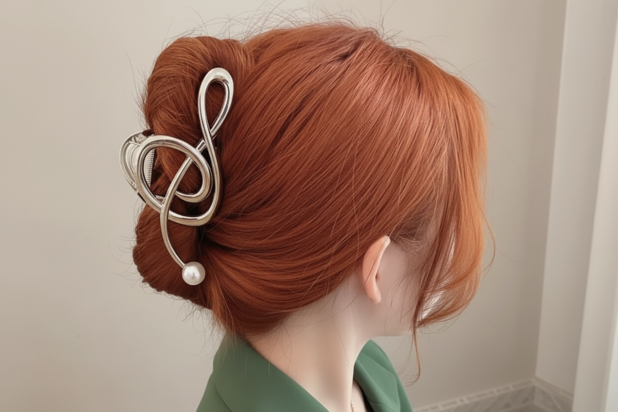 Hair Claw For Women Musical Note Shape Faux Pearl Hair Clip Back Head Shower Hair Claw Decorative Musical Note Hairclip present for a music teacher or musician gift