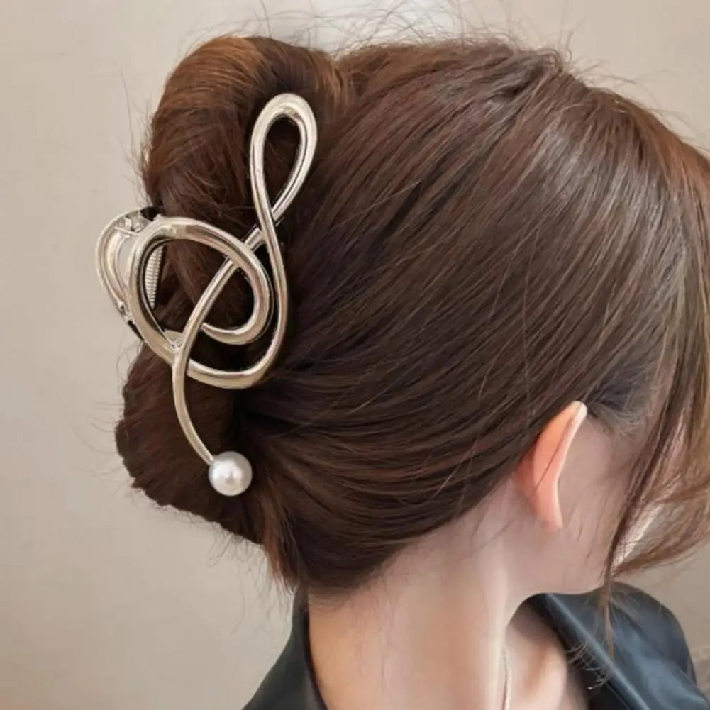 Hair Claw For Women Musical Note Shape Faux Pearl Hair Clip Back Head Shower Hair Claw Decorative Musical Note Hairclip present for a music teacher or musician gift