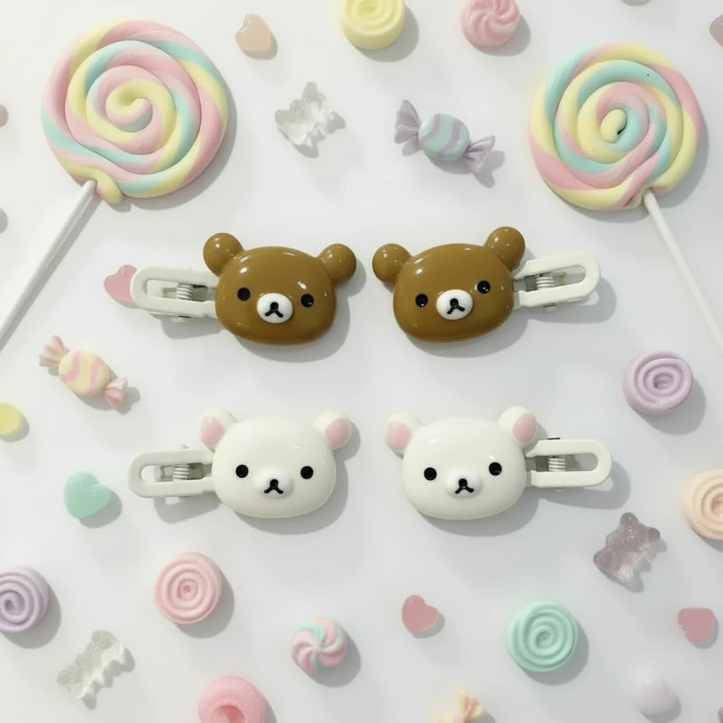Teddy bear Hair Clips for Girls  Relax Bear Hairpin Women Bangs Bobby Pin Fashion Duckbill Clip Kids Hairs Ornaments Gift pretty baby girls toddler
