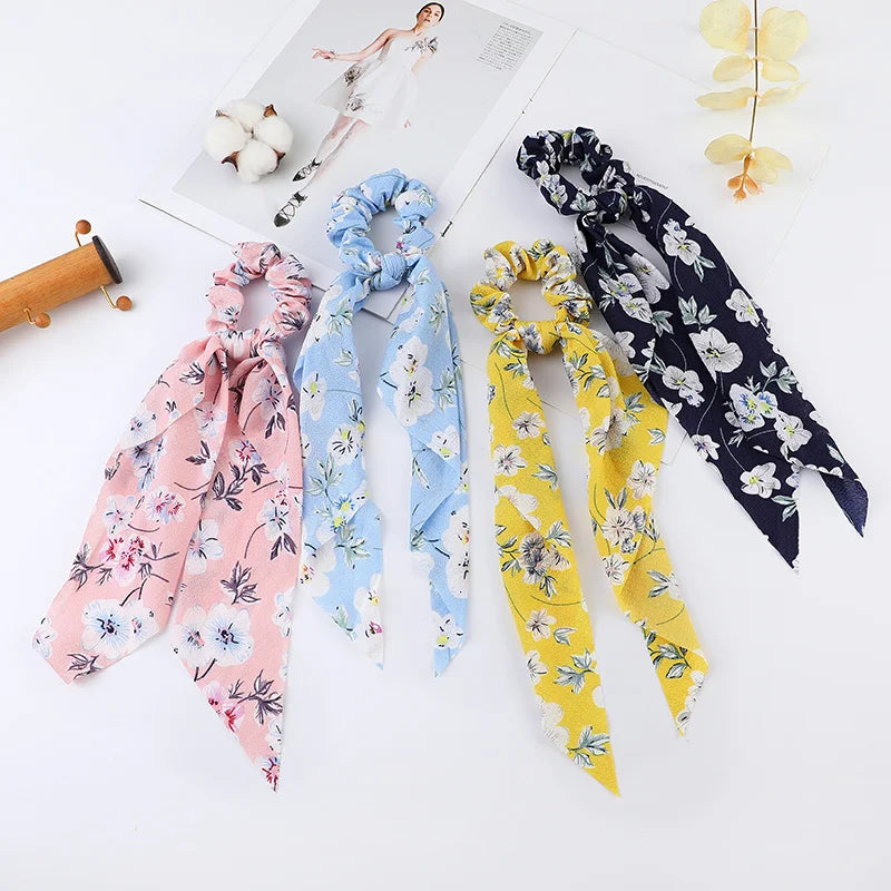 Fashion Dots Scrunchies Long Hair Rope Korean Hair Ties for Women Ponytail Scarf Sweet Elastic Hair Band Hair Accessories