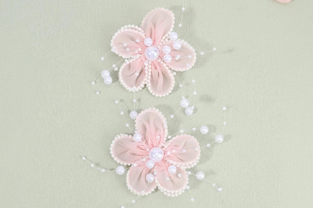2Pcs Chiffon Floral Hairpins Sweet Flower Coral Fairies Hair Clip Princess BarrettesFor Girl Kids Women Accessories Headwear