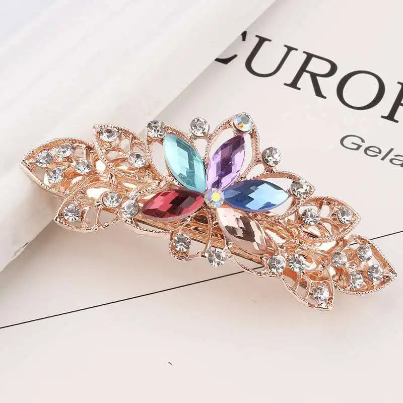 Crystal Floral Hairpin Rhinestone Hair Clip Barrettes