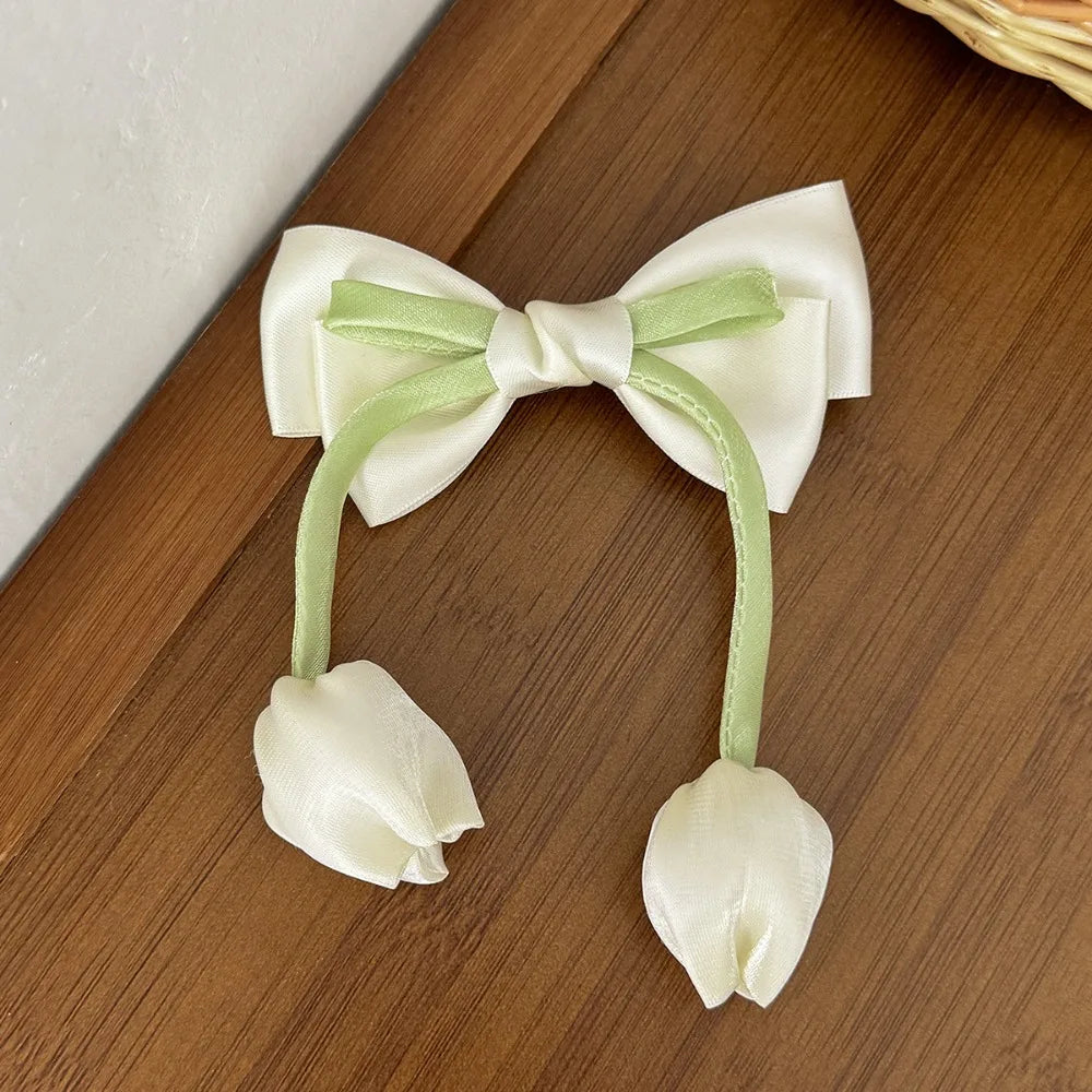 Beautiful Chiffon Tulip Hair Clips for Girls Light Pink Elegant Floral Hair Clips New Product Headwear Amsterdam trip tulips from Amsterdam holiday cruise