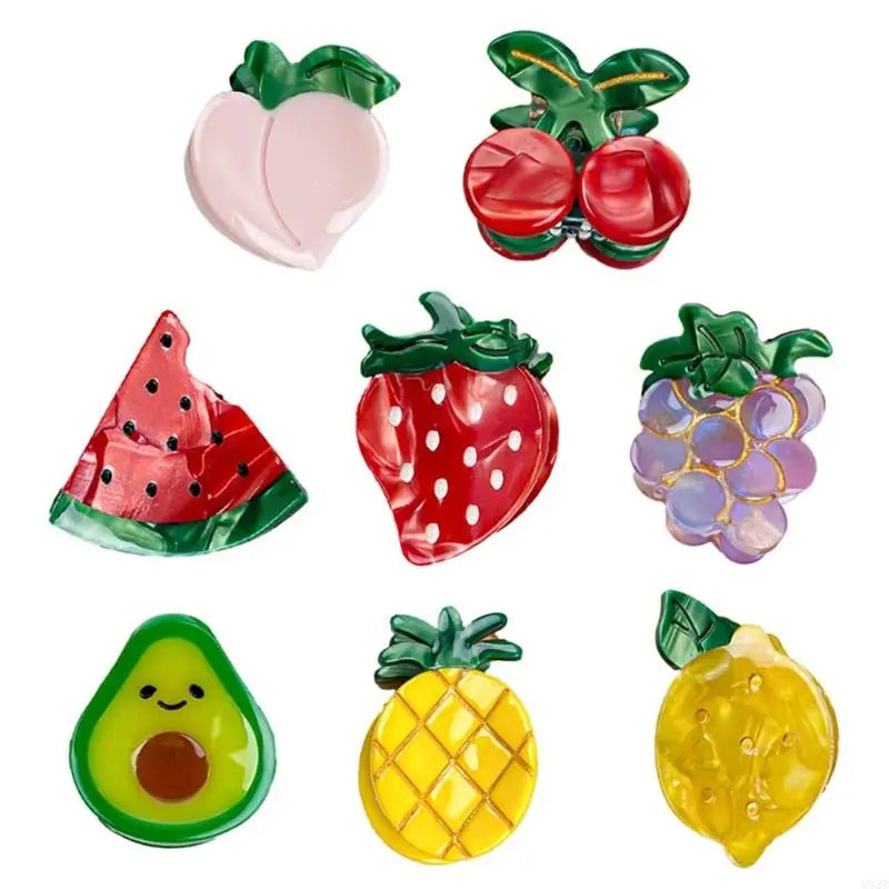 Hair Claw Delicate Mini Fruit Hair Claw for Teens Braids Side Bangs Hairpin avocado grapes strawberry pineapple melon peach lemon cherry fruits mini clips holidays party’s festival summer great for party bags cute for pool party holiday etc