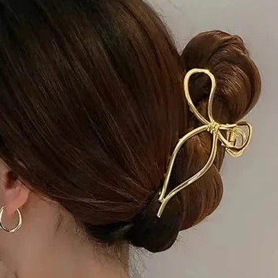 Bow Metal Hair Claw Clip  Gold Silver Girls and ladies hair up