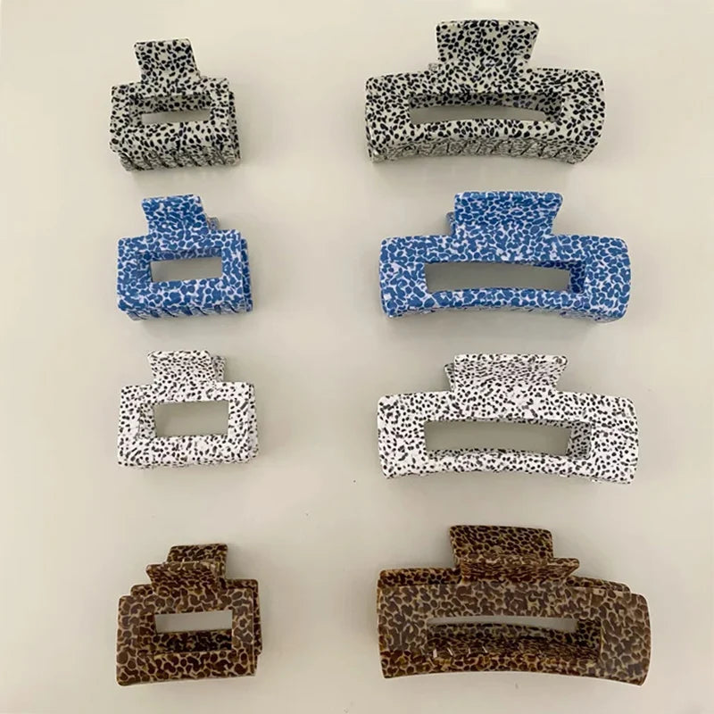 Large Acetate Hair Claw Clips Leopard Print Spot Dots Square Rectangle Geometric Shark Clip Grab Clamps Women Hair Accessories holidays work