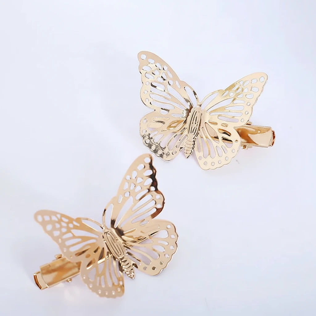 Shiny Butterfly Hair Clips Metal Golden Butterfly Hairpin Bridal Headpiece Bobby Pins Headdress Jewelry Styling Accessories Tool