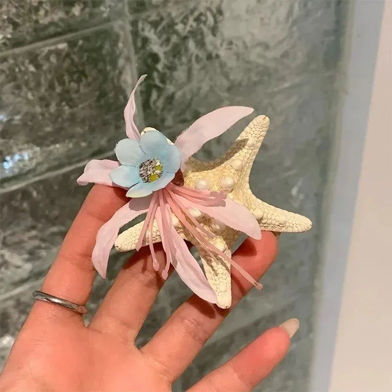 Cute Ocean Starfish Hair Claw Flower Starfish Shell Hairpins Crab Hair Clips for Woman girls Vacation Beach Hair Accessories cruise holiday party special occasion