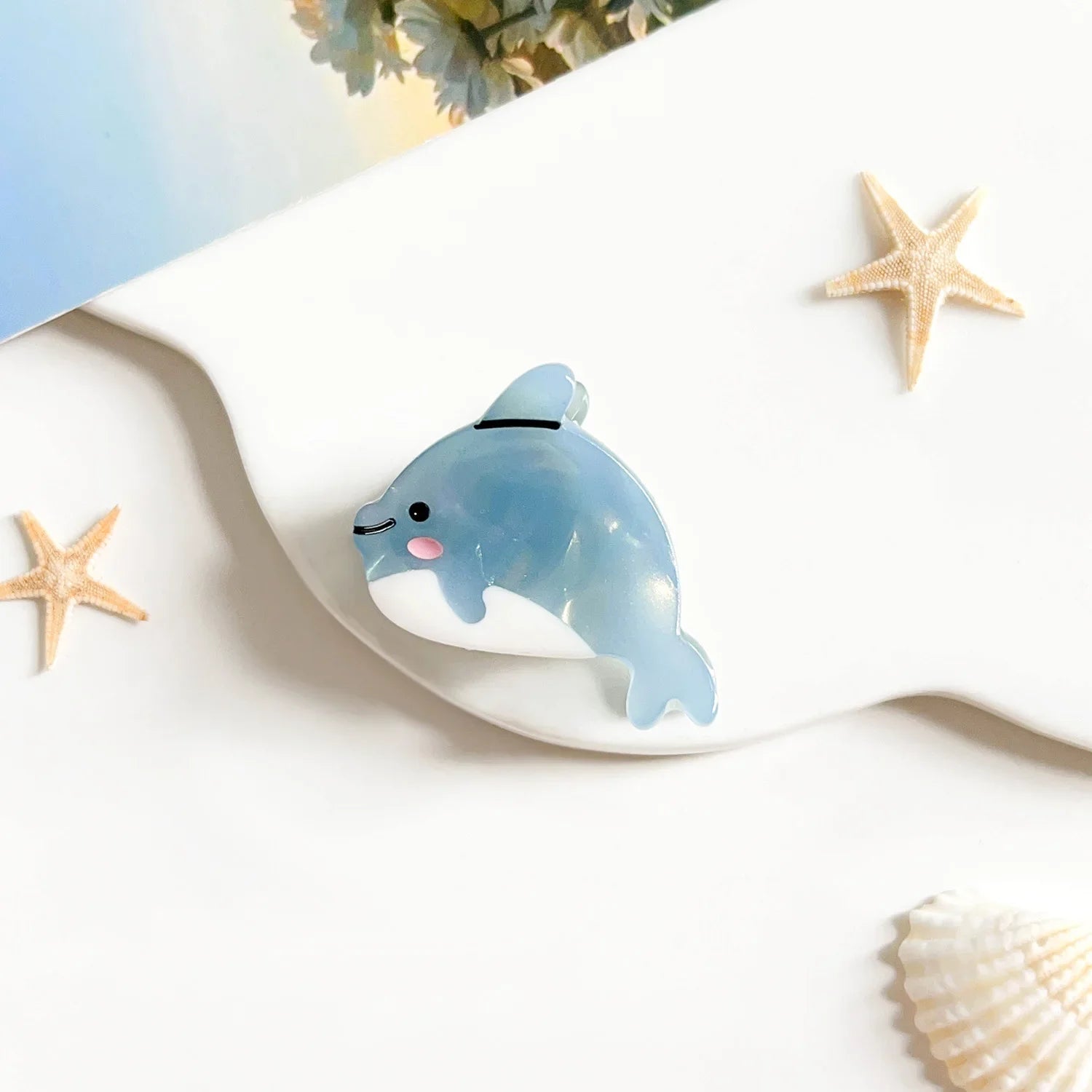 Fashion Cartoon Marine Small Animal Hairpins Cute Small Delicate Acetate Pan Hairpins Horsetail Half-tied Shark Clips Hair Claw octopus whale crab starfish seahorse shell lobster dolphin holidays beach party