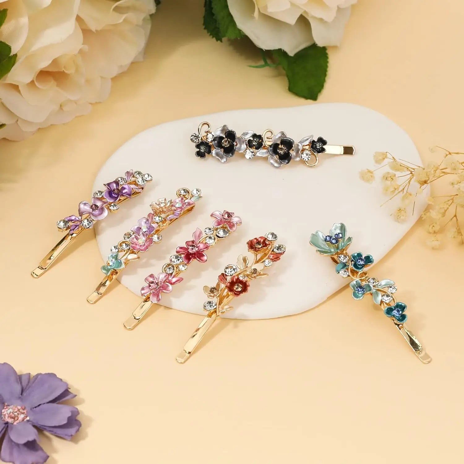 Rhinestone Flower Hair Clip