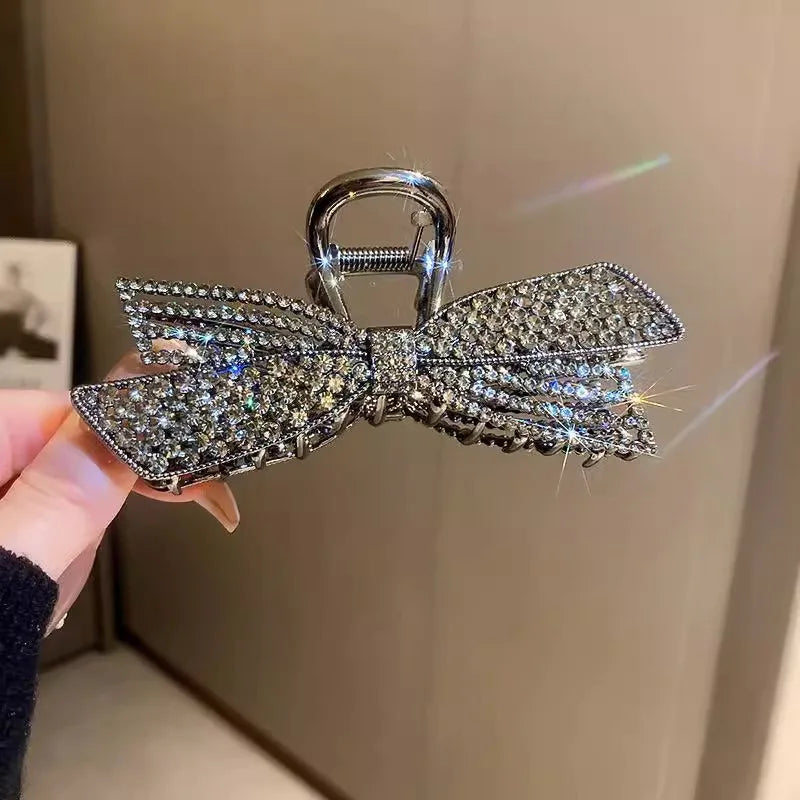 Women's Hair Claw Clip  Pearl Rhinestone Bow Shiny Metal For Girls ladies very pretty