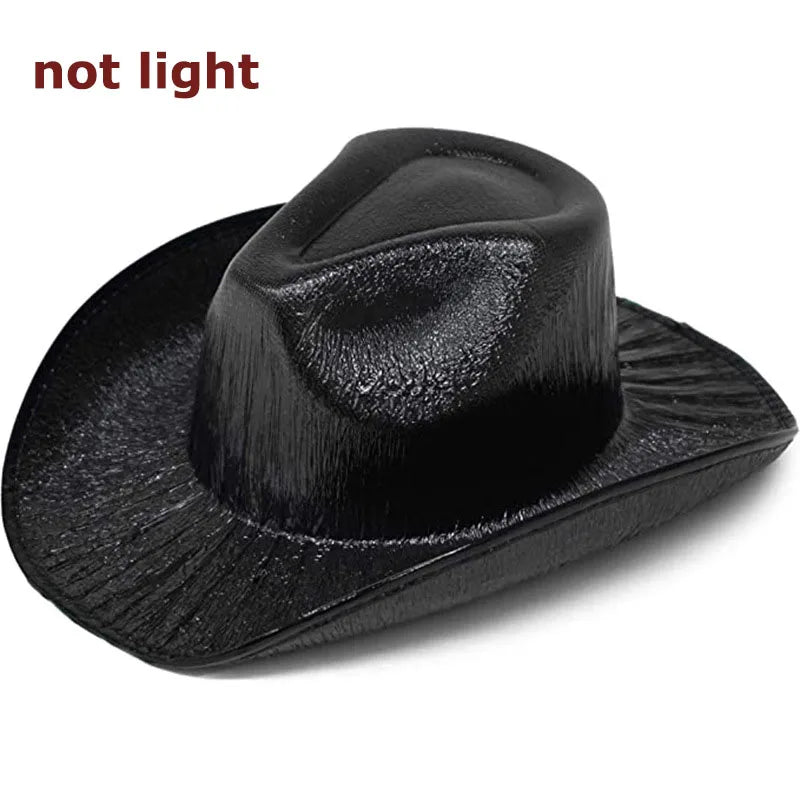 LED Glowing Cowgirl boy Hat Neon Luminous Bride Hat For Holiday Light Up Supplies Fluorescent Party Props Bachelorette Party Hat