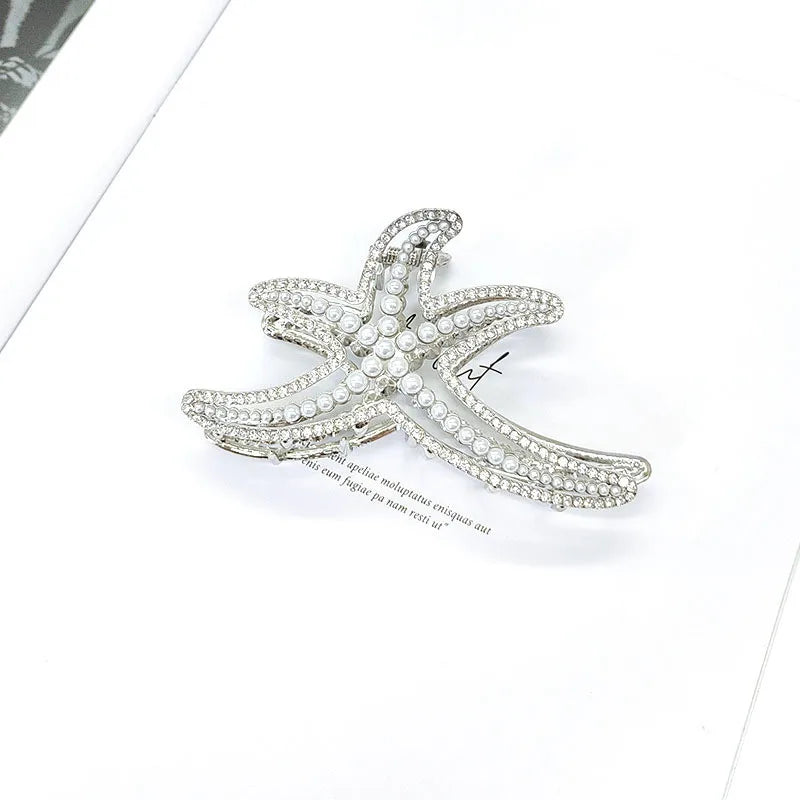starfish hair claw clip sparkling rhinestones