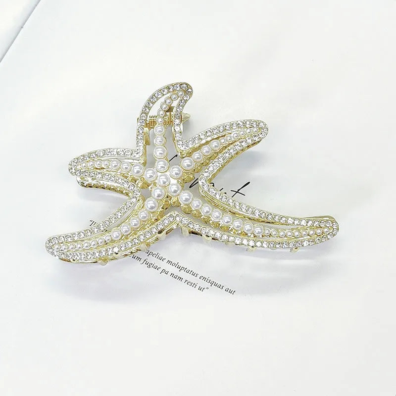 starfish hair claw clip sparkling rhinestones