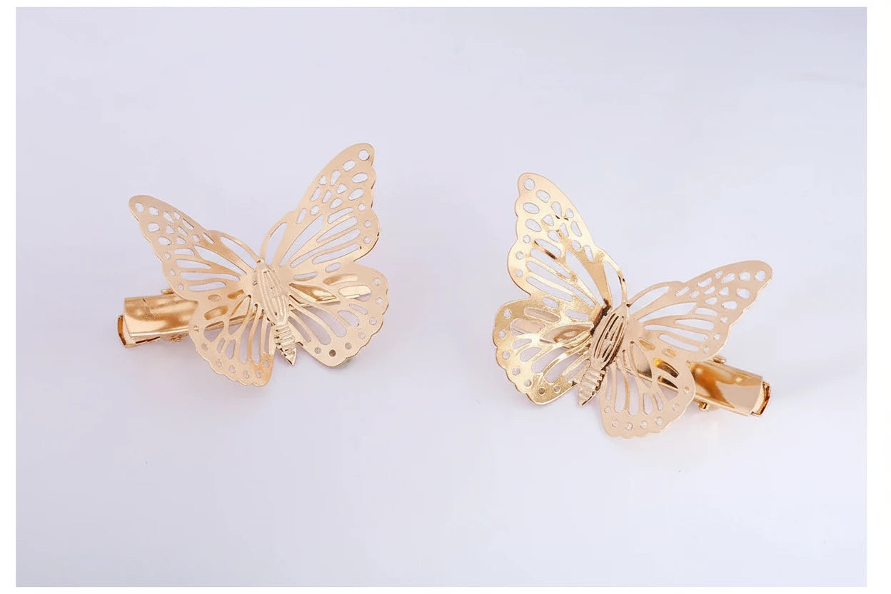 Shiny Butterfly Hair Clips Metal Golden Butterfly Hairpin Bridal Headpiece Bobby Pins Headdress Jewelry Styling Accessories Tool