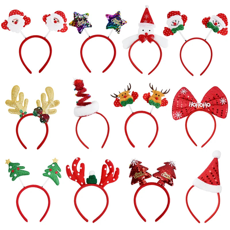 Cartoon Christmas Headband Santa Claus Elk Xmax Tree Hair Accessories Adult Kids 2024 Christmas Decoration Navidad New Year Gift fancy dress headbands