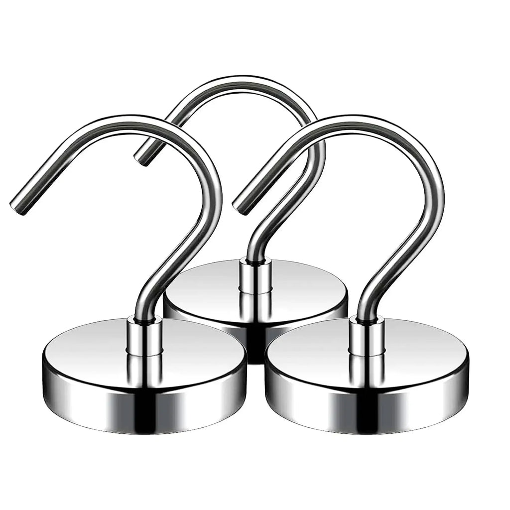 3 Pack Magnetic Hooks 60LBS Heavy Duty Magnetic Hooks, Neodymium Magnet Hooks for Hanging, Magnet with Hooks Strong Magnetic perfect for holidays on cruises extra hanging space for clothes in your cabin
