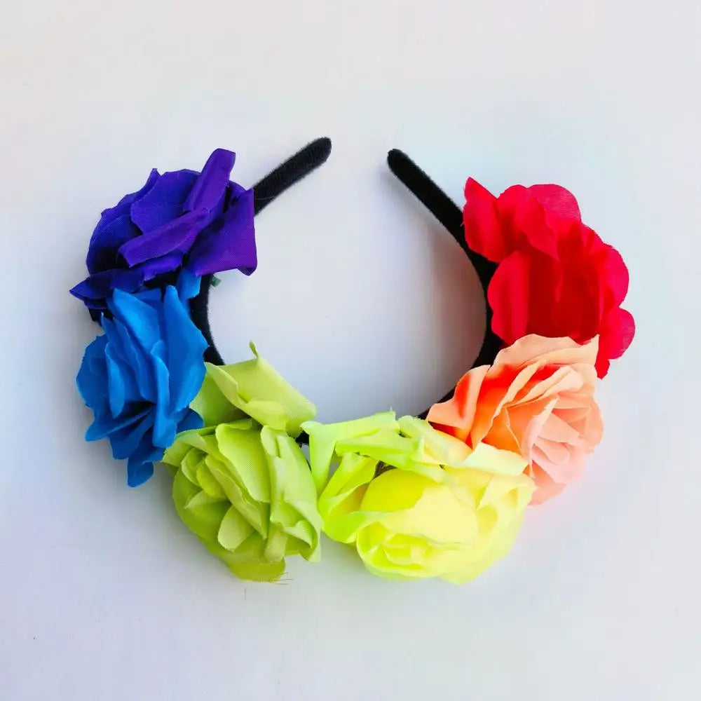 Women Bridal Girl Rose Flowers Head Hoop Crown Headband Wedding Headpiece Hair Band Accessories Artificial Wreaths Garland